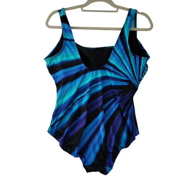 Great Lengths Swimsuit Womens 16 Black Blue One Piece Beach Bathing Suit - Picture 6 of 9